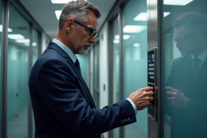 Expert en securite examine un verrou numerique moderne