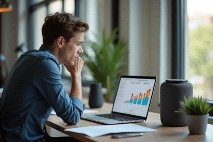 Jeune professionnel utilisant un assistant vocal au bureau